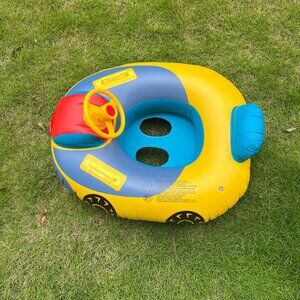 Toddler Pool Float with Seat Boat Inflatable Ride-On Car for Kids Outdoor Toys